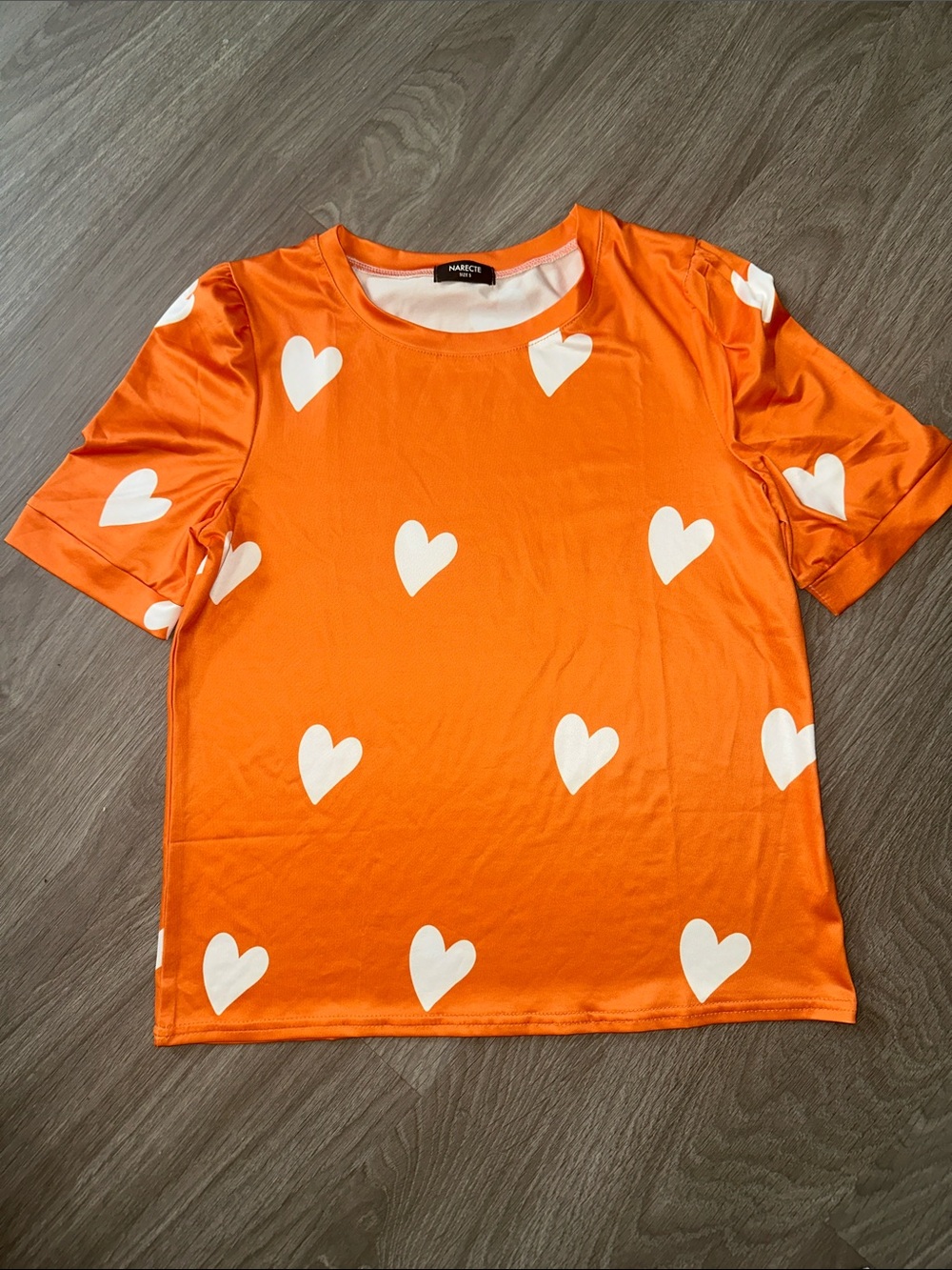 Narecte orange with white hearts blouse